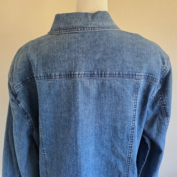 NEW Alfred Dunner Jean Jacket Blue Denim Embroidered Stretch Ramie Plus Size 18 - Picture 7 of 11